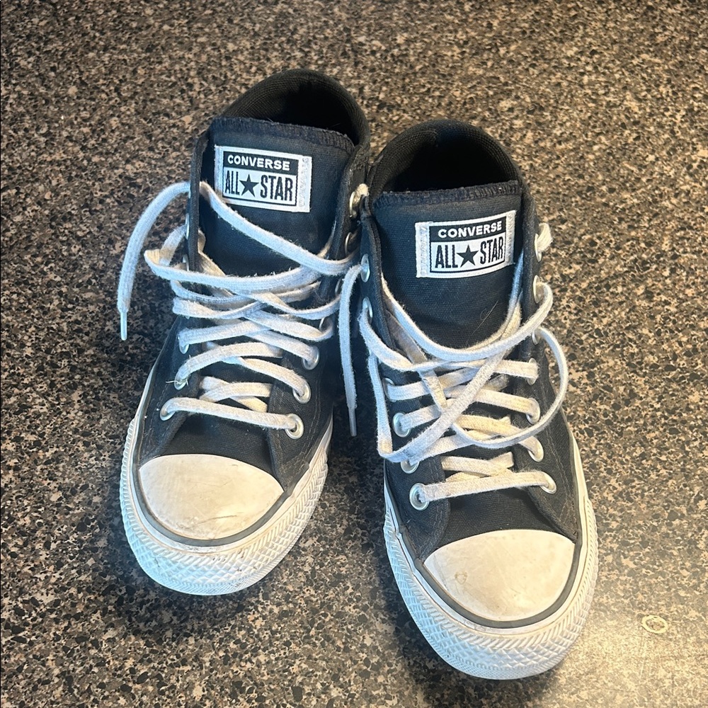Converse Black and White High-Top Sneakers, size 6.5 women’s